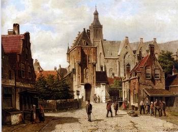 unknow artist European city landscape, street landsacpe, construction, frontstore, building and architecture.009 oil painting picture